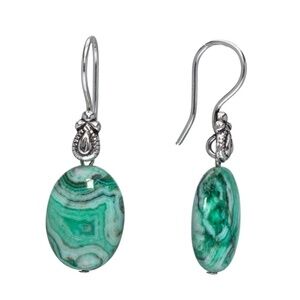 Green Crazy Lace Agate Oval Drop Earrings